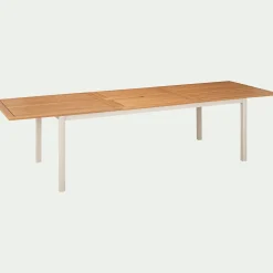 Table de repas jardin extensible en eucalyptus et aluminium - blanc écru (8 à 12 places)