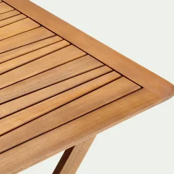 Table de repas jardin pliante carrée en acacia huilé - bois foncé (2 places)