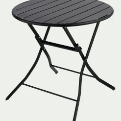 Table de repas jardin ronde en acier - noir (2 places)