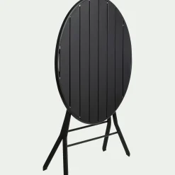 Table de repas jardin ronde en acier - noir (2 places)