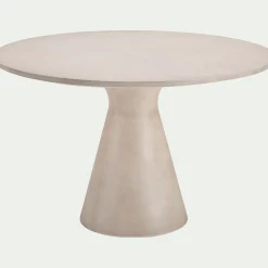 Table de repas jardin ronde en béton ciré - blanc (6 places)