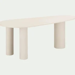 Table de repas organique en bois - blanc écru (8 à 10 places)