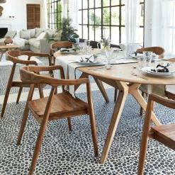 Table de repas ovale extensible bois massif - bois clair (6 à 8 places)