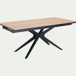 Table de repas rectangulaire extensible en céramique - bois clair (10 à 12 places)