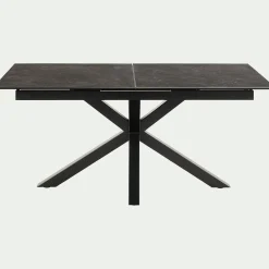 Table de repas rectangulaire extensible en céramique - noir (6 à 8 places)