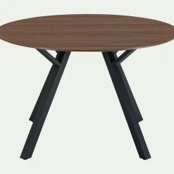 Table de repas ronde en bois - bois foncé (6 places)