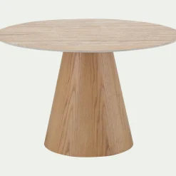 Table de repas ronde en bois et céramique - bois clair (4 à 6 places)