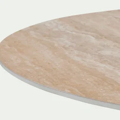 Table de repas ronde en bois et céramique - bois clair (4 à 6 places)