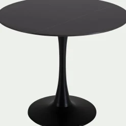 Table de repas ronde en bois et céramique - noir (4 places)