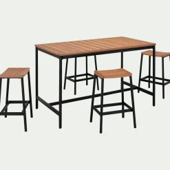 Table haute de repas jardin en eucalyptus - bois clair (6 places)