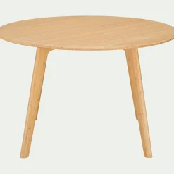 Table ronde en bambou massif - bois clair (6 places)