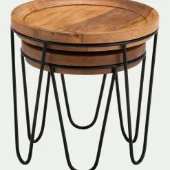 Tables gigognes en bois de manguier - bois foncé