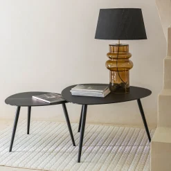 Tables gigognes en verre trempé - noir