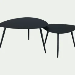 Tables gigognes en verre trempé - noir
