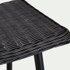 Tabouret de bar en fer et résine tressée H72cm - noir