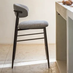 Tabouret haut de repas en tissu H66cm - gris