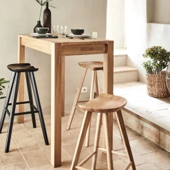 Tabouret haut en chêne massif H66cm - bois clair