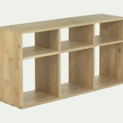 Étagère 6 cases en chêne - bois clair