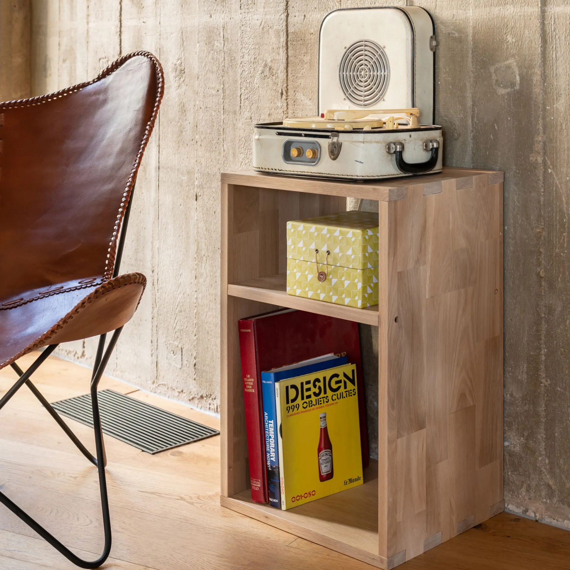 Étagère 2 cases en chêne - bois clair