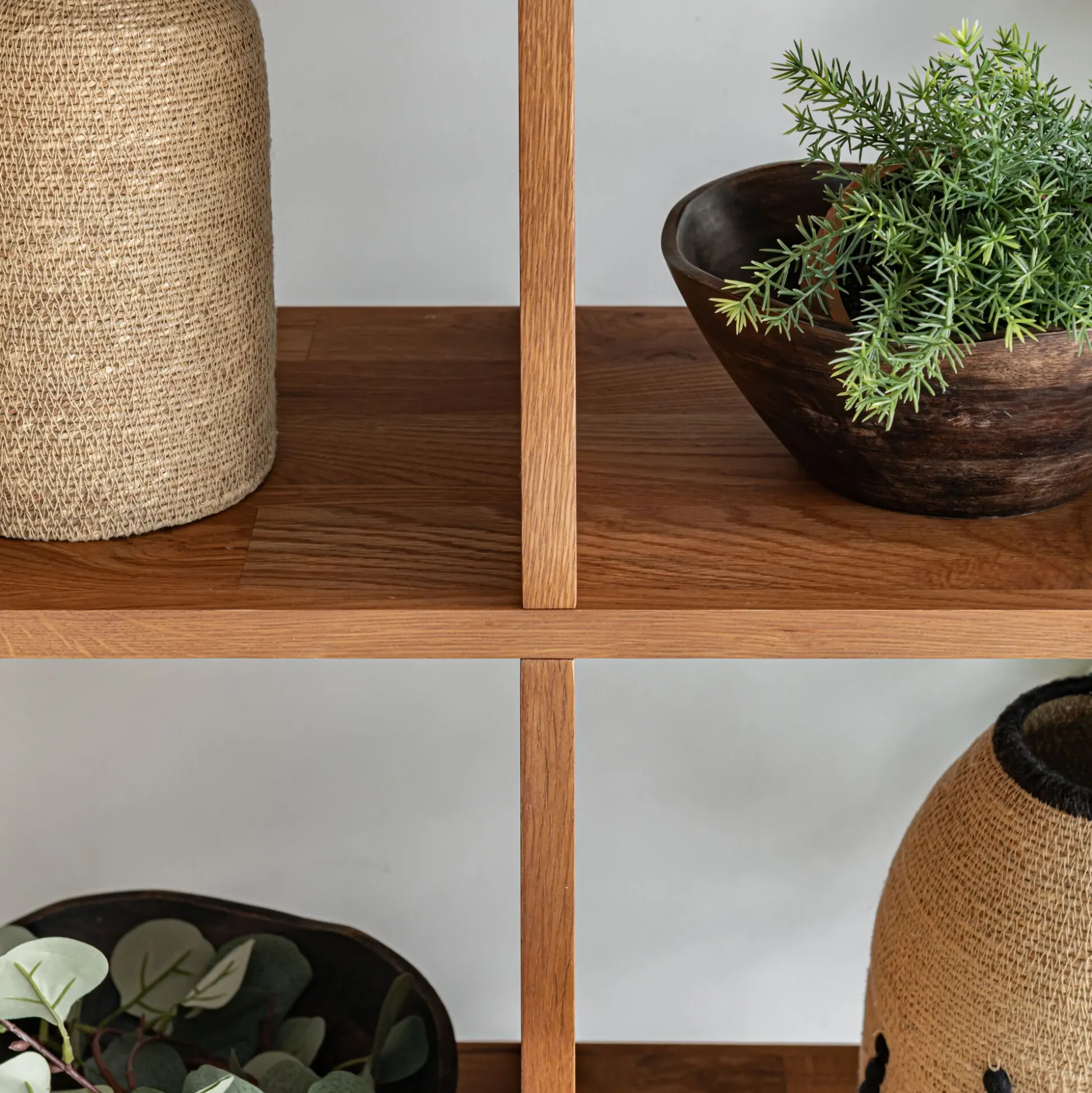 Étagère 10 niches en chêne massif - bois foncé