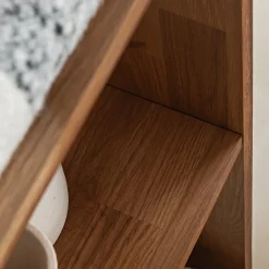 Étagère 5 tablettes en chêne massif - bois foncé