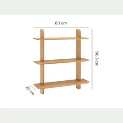 Étagère murale 3 tablettes en chêne L80cm - bois clair