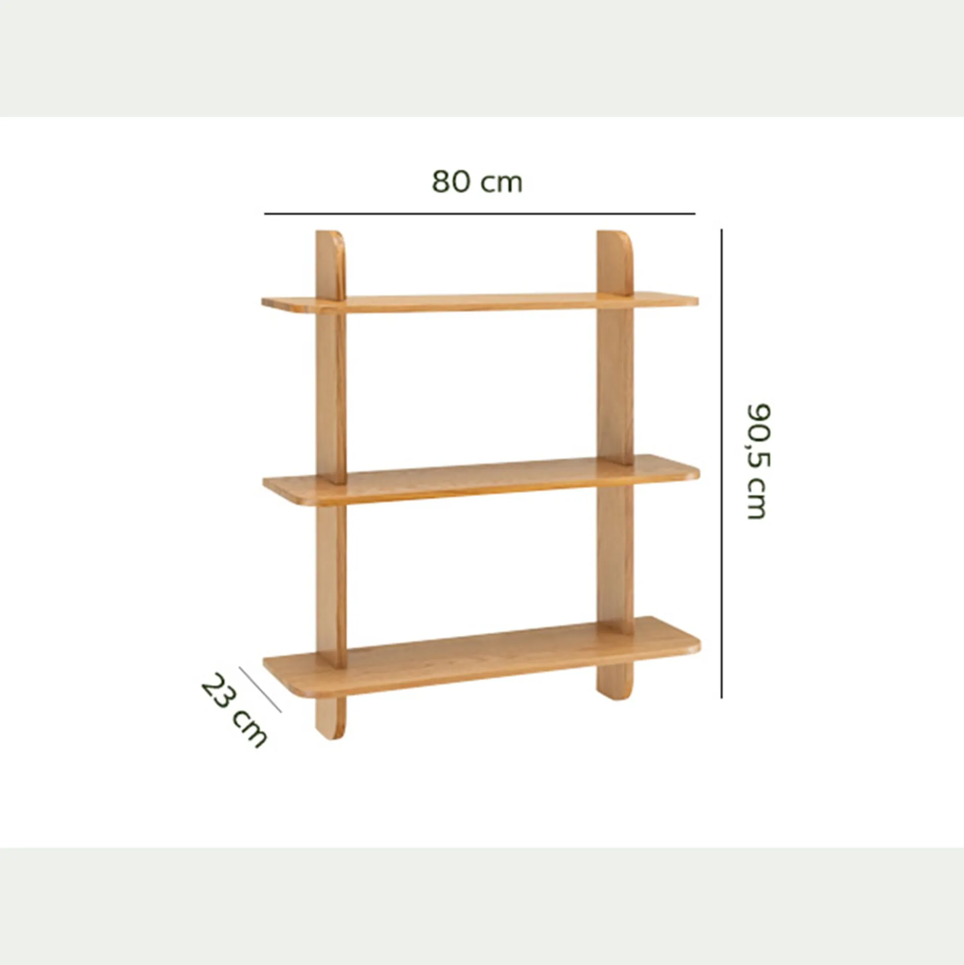 Étagère murale 3 tablettes en chêne L80cm - bois clair