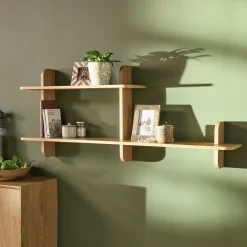 Étagère murale asymétrique en chêne L138cm - bois clair
