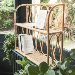 Étagère murale décorative 2 tablettes en rotin - naturel L60xH55cm