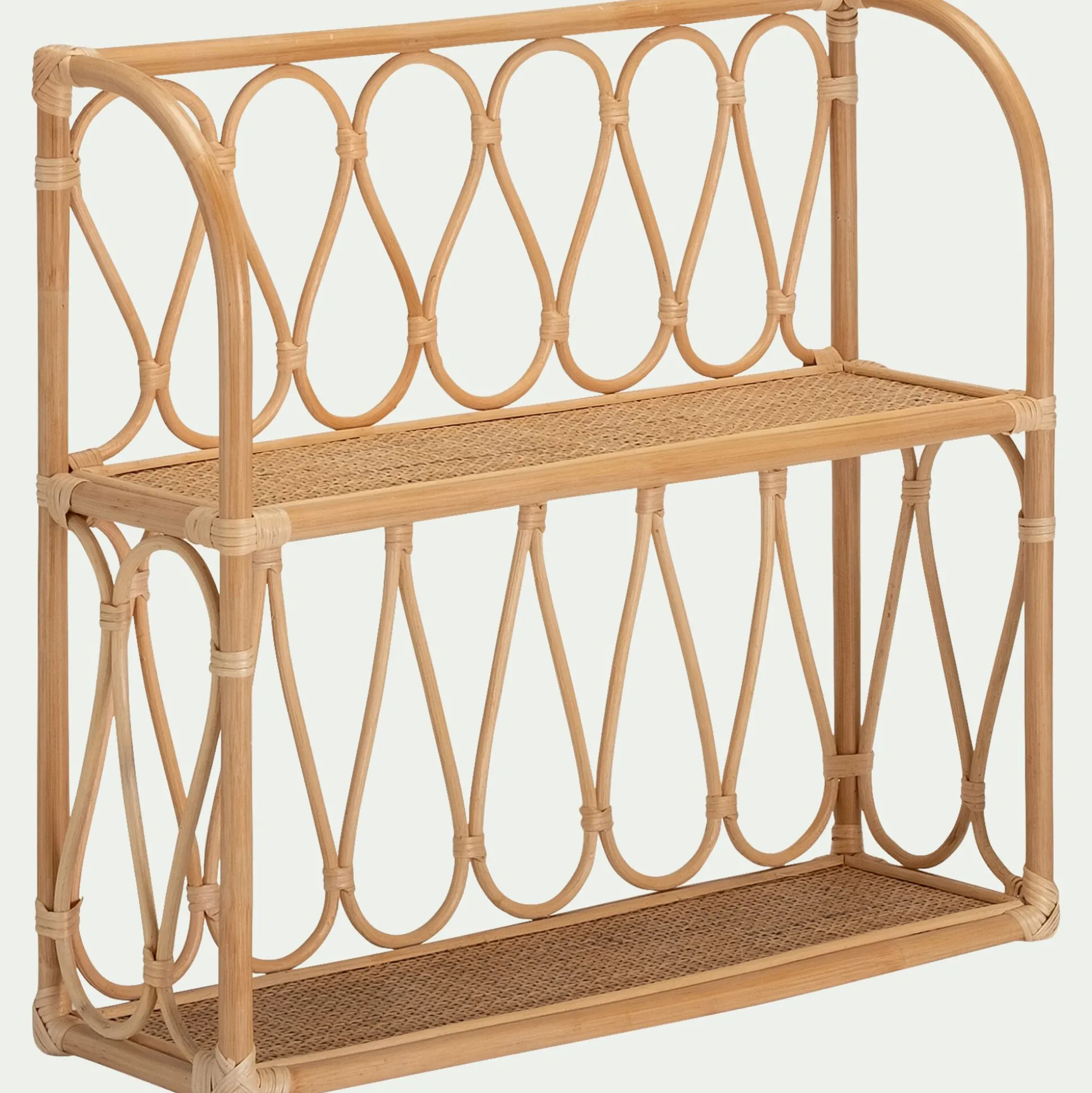 Étagère murale décorative 2 tablettes en rotin - naturel L60xH55cm