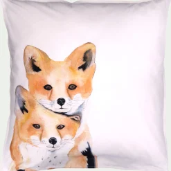 Taie d'oreiller enfant imprimé renard en coton 63x63cm - orange
