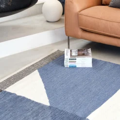 Tapis à motifs en coton - bleu 160x230cm