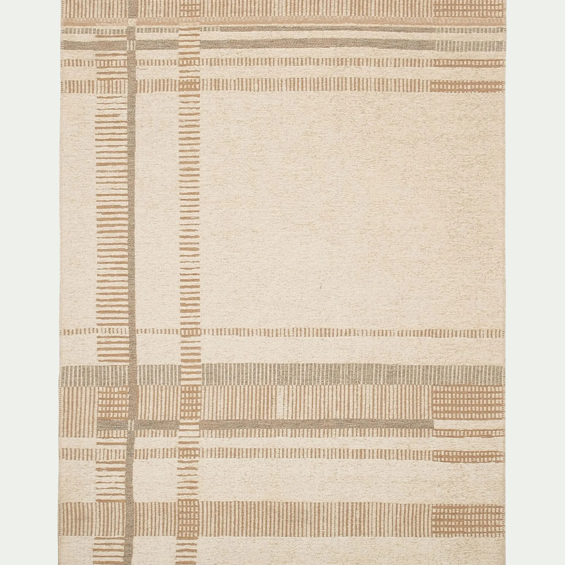 Tapis à motifs linéaires en tissu recyclé 160x230cm - beige