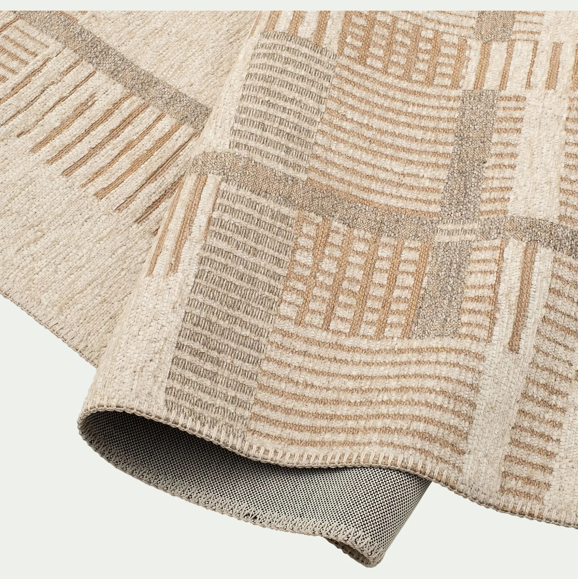 Tapis à motifs linéaires en tissu recyclé 160x230cm - beige