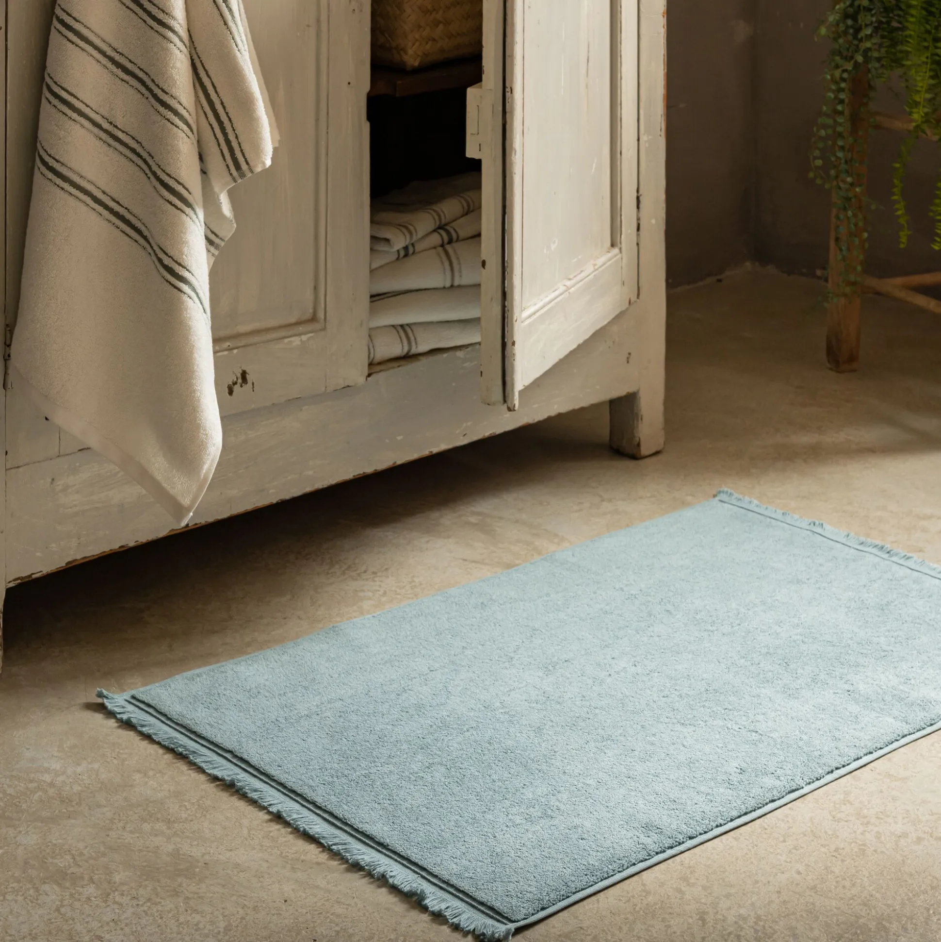 Tapis de bain en coton - bleu calaluna 50x80 cm