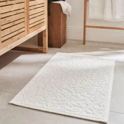 Tapis de bain en coton jacquard 50x80cm - blanc ventoux
