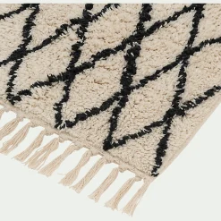 Tapis de bain en coton tufté - blanc et noir 50x80cm