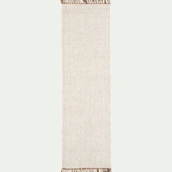 Tapis de couloir et laine et jute - blanc 60x200cm