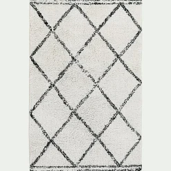 Tapis en coton inspiration berbère en coton - écru et noir 70x110cm