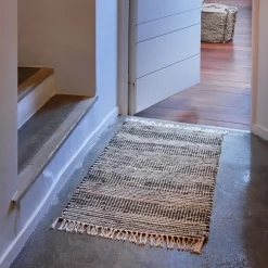 Tapis en coton recyclé et jute - noir 110x60cm