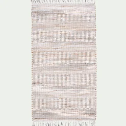 Tapis en coton recyclé et jute - naturel et blanc 60x110cm