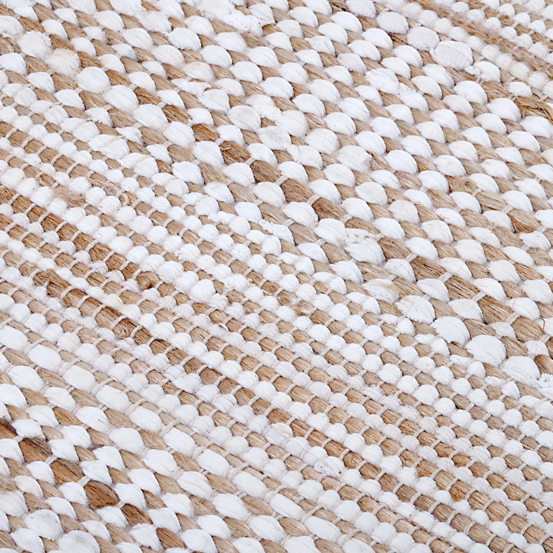 Tapis en coton recyclé et jute - naturel et blanc 60x110cm