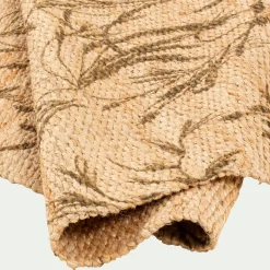 Tapis en jute à motif végétal finition franges 120x170cm - naturel
