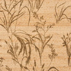 Tapis en jute à motif végétal finition franges 120x170cm - naturel