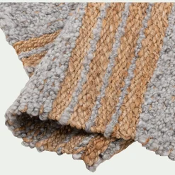 Tapis en jute rayé finition franges 160x230cm - gris