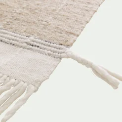 Tapis en laine à motifs finition frange 160230cm - beige
