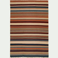 Tapis en laine à rayures 60x120cm - rouge