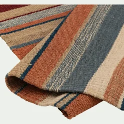 Tapis en laine à rayures 60x120cm - rouge