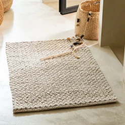 Tapis en laine et coton - beige 60x90cm