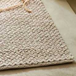 Tapis en laine et coton - beige 60x90cm